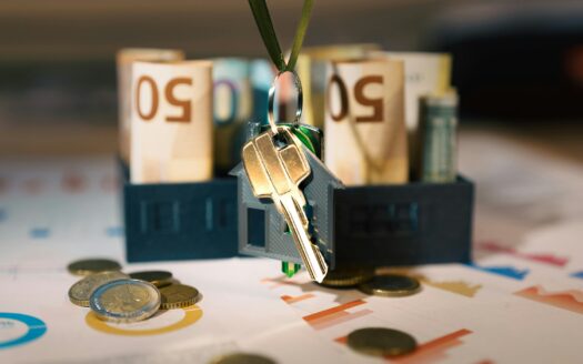 real estate market door ket and banknotes